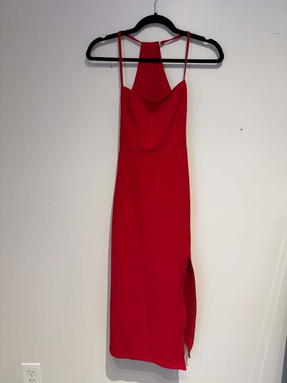 Hello Molly Dear Emilia Red Halter Maxi Dress Slit Prom Formal Wedding Guest Rom